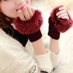 Winter Faux Rabbit Fur Gloves For Women - Image 3