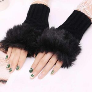 Winter Faux Rabbit Fur Gloves For Women - Image 4